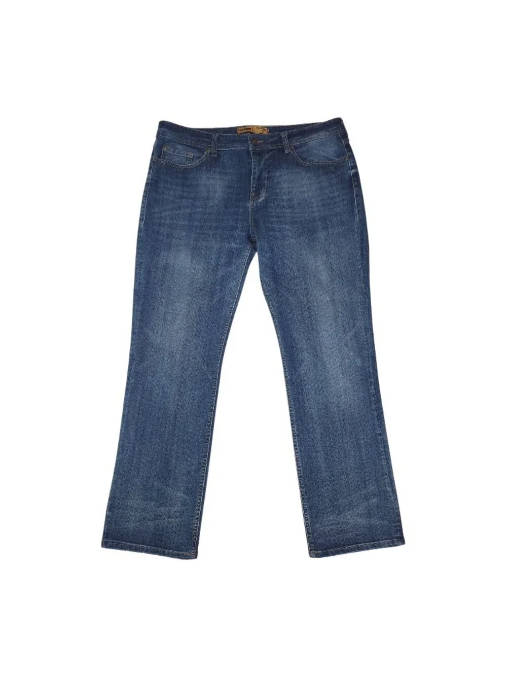 Seven7 Straight Fit Mens Blue Denim Jeans W38 L32 Whiskered Medium Wash